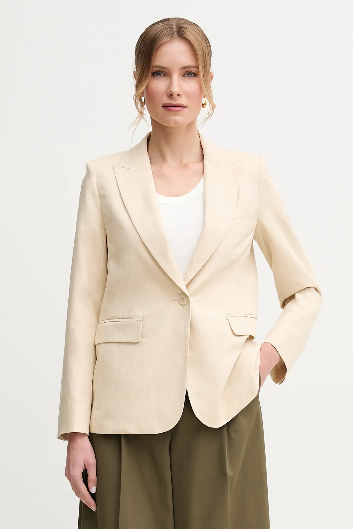 

Блейзер из льняной смеси Weekend Max Mara, бежевый