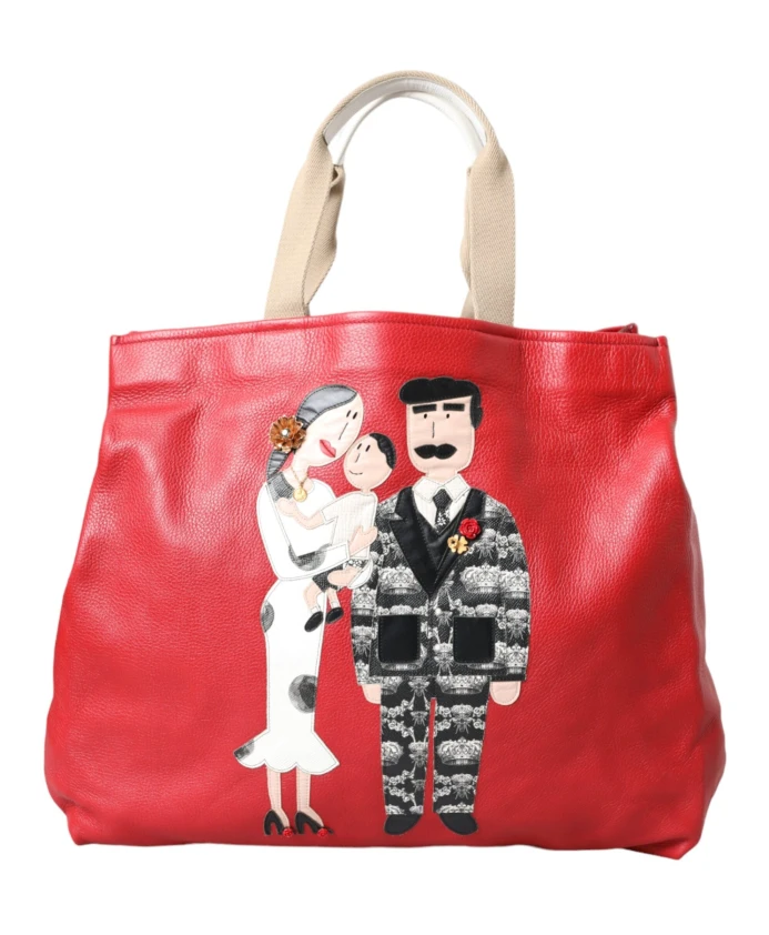 

Кожаная семейная сумка тоут с нашивками Dolce & Gabbana, красный