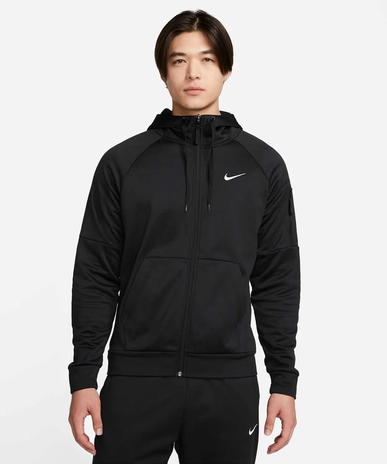 Толстовка Nike Therma-FIT мужская, полная застежка-молния, фитнес-худи, черная