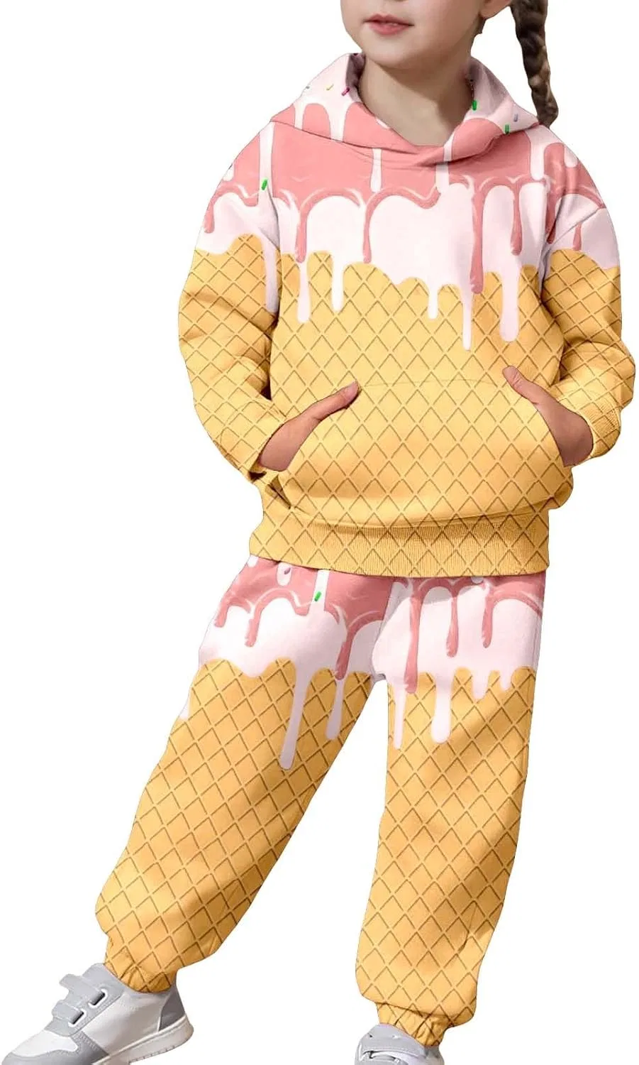 Детский спортивный костюм с принтом Ice Cream, 11-light Pink
