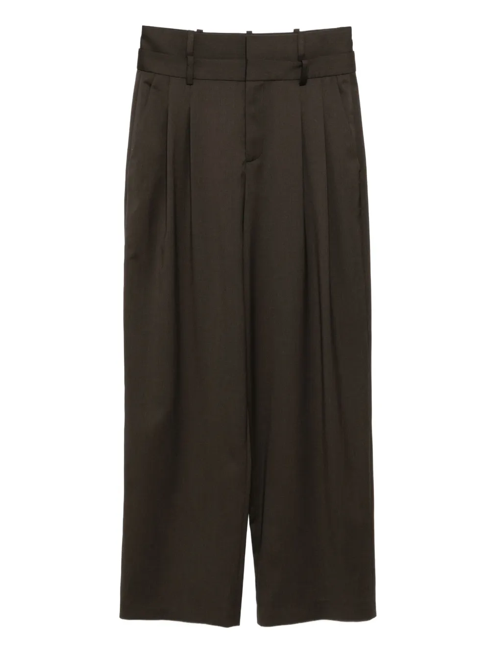 

Строгие брюки с двойным поясом Monse, коричневый