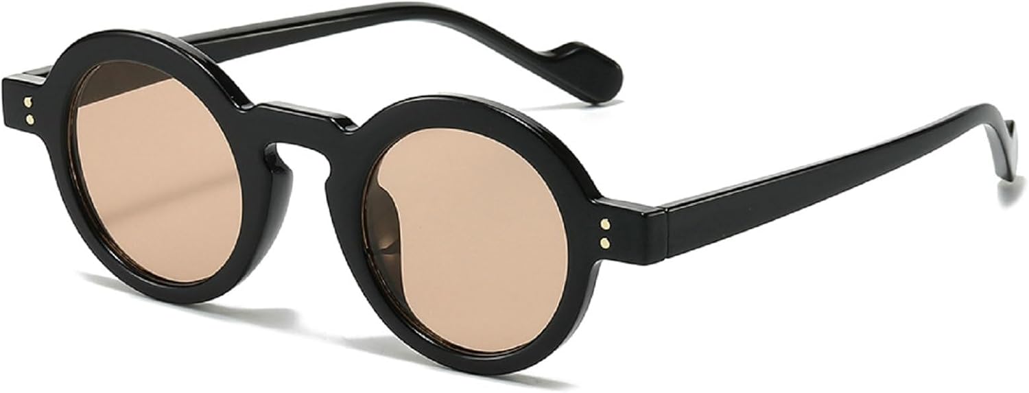 

Ретро маленькие круглые солнцезащитные очки для женщин, модные, с прозрачными линзами цвета океана, защита от УФ-излучения UV400, мужские солнцезащитные очки с заклепками, трендовые панк-солнцезащитные очки mincl, C8