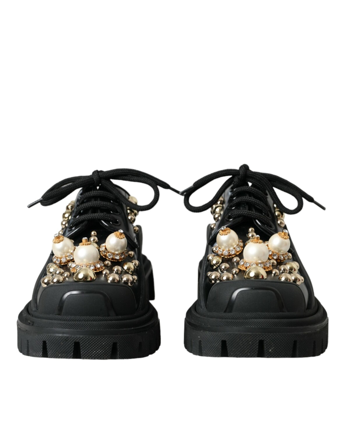 

Dolce & Gabbana Кожаные женские туфли треккингового дерби с украшением, черный