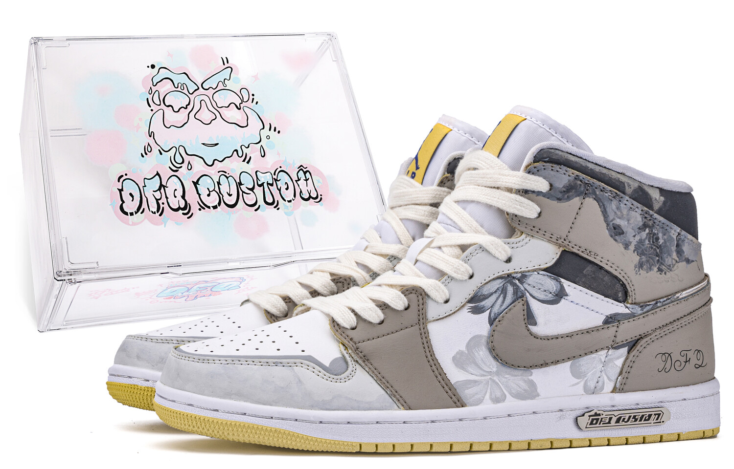 

Кроссовки Air Jordan 1 Vintage Basketball Shoes Women's Mid-top Gray/Brown, светло-серый