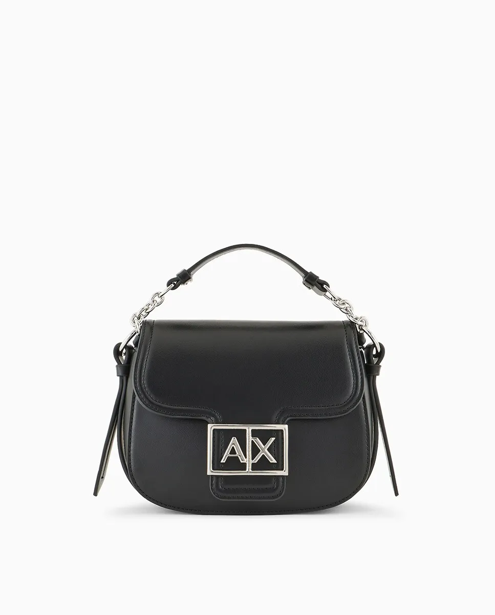 

Седельная женская сумка с крышкой и мини-пряжкой Armani Exchange, черный