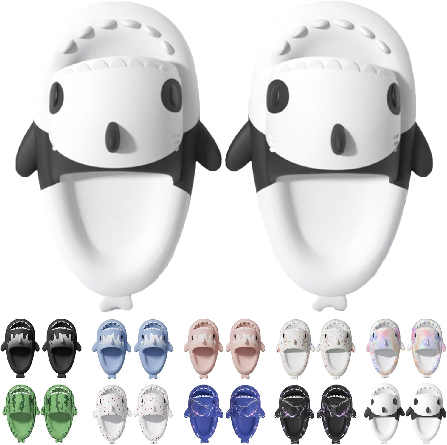 

Сланцы Jfxgjuv Ice Cream с акулой, сланцы с 3D забавными плавниками, унисекс сланцы с облаками и акулой, ЭВА сланцы с открытым носком для душа, бассейна, пляжа, белый