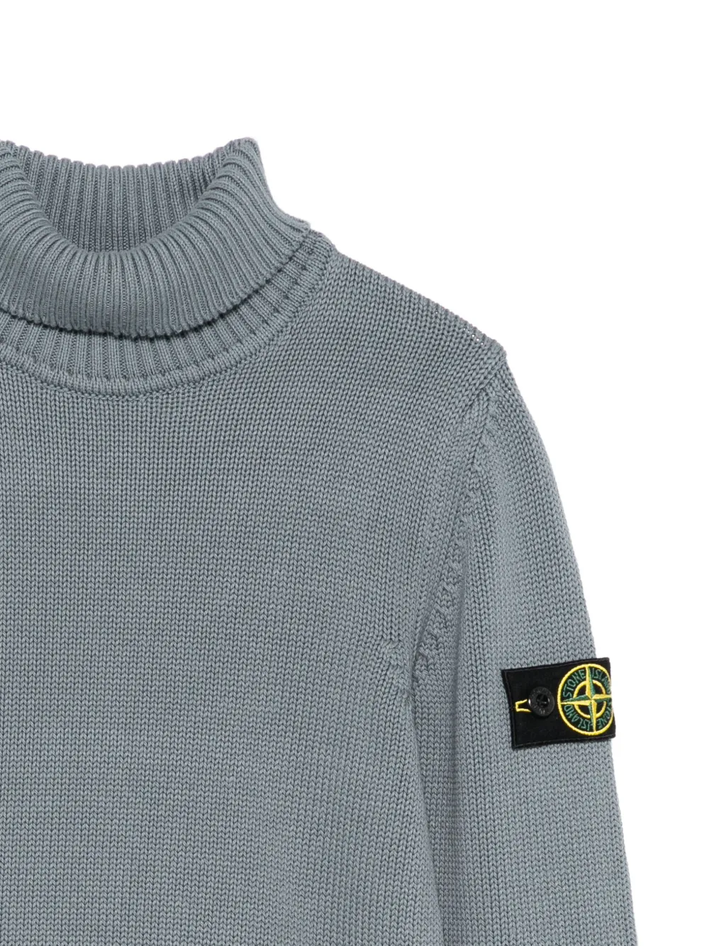 Свитер с воротником-стойкой и нашивкой с логотипом Stone Island Junior, серый — фото 3