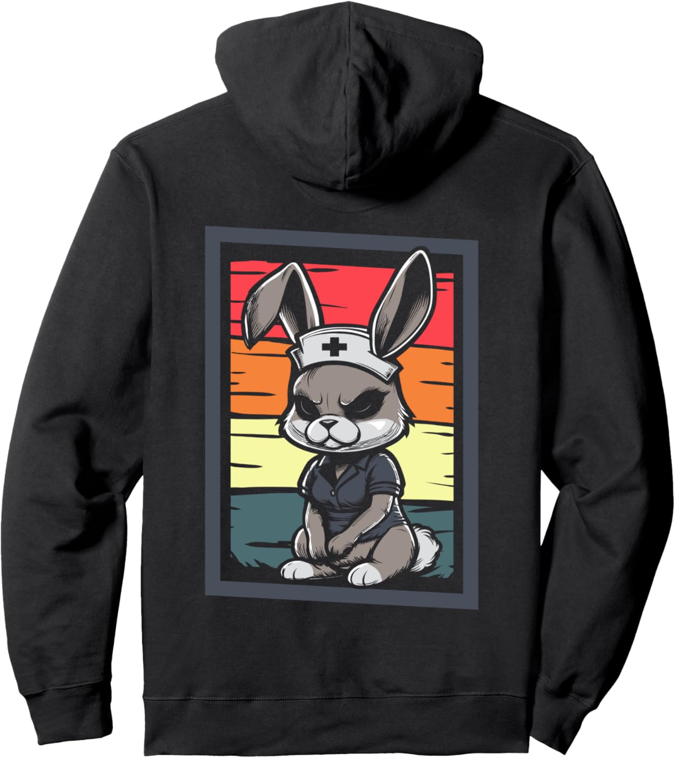 

Худи с изображением кролика-медсестры (RN Medic Bunny Nurse Hoodie) Creepy Nurse Rabbit Registered Nurse Hare, черный