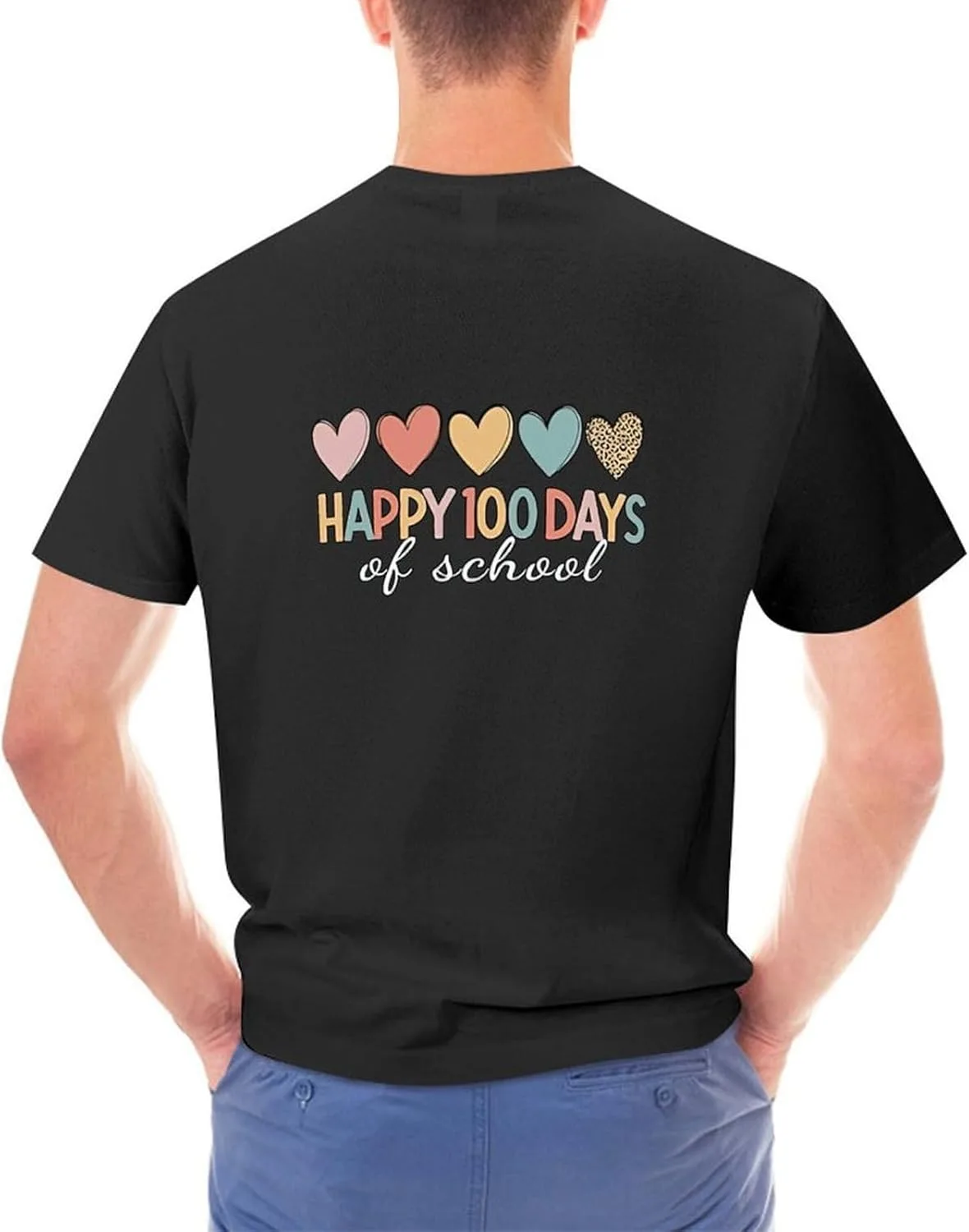 Футболка Funny Happy 100 Days, модная, мягкая, дышащая, классическая, ретро Generic, черный