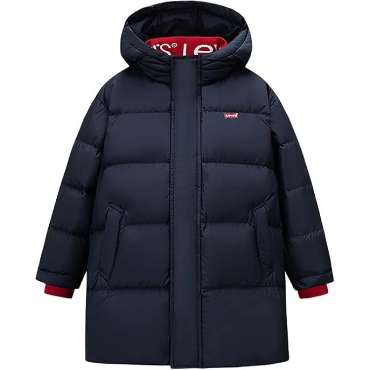 Детская пуховая куртка с капюшоном, микростретч Levis, Dark Royal Blue