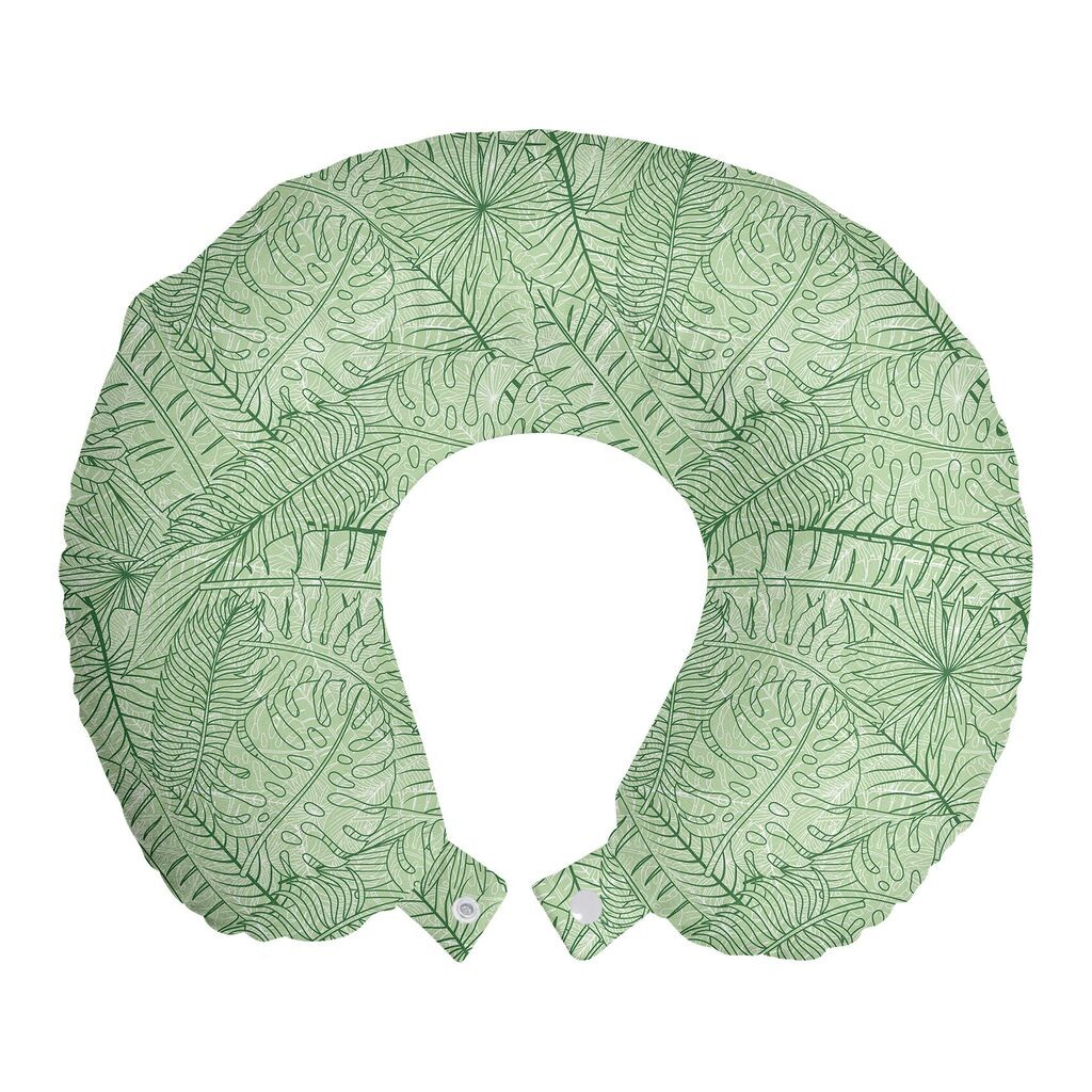 

ABAKUHAUS Natural Travel Pillow Поддержка шеи, концепция переполненных листьев, пенопластовые дорожные принадлежности для самолетов и автомобилей, 30x30 см, зеленый светло-зеленый