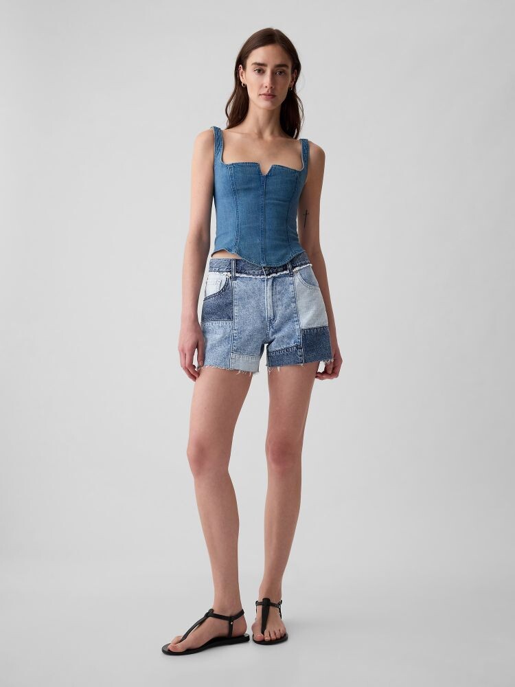 

Джинсовые шорты в стиле пэчворк Gap, синий