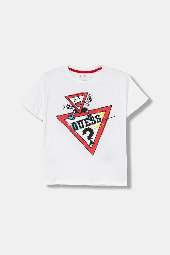 

Детская хлопковая футболка Guess, белый