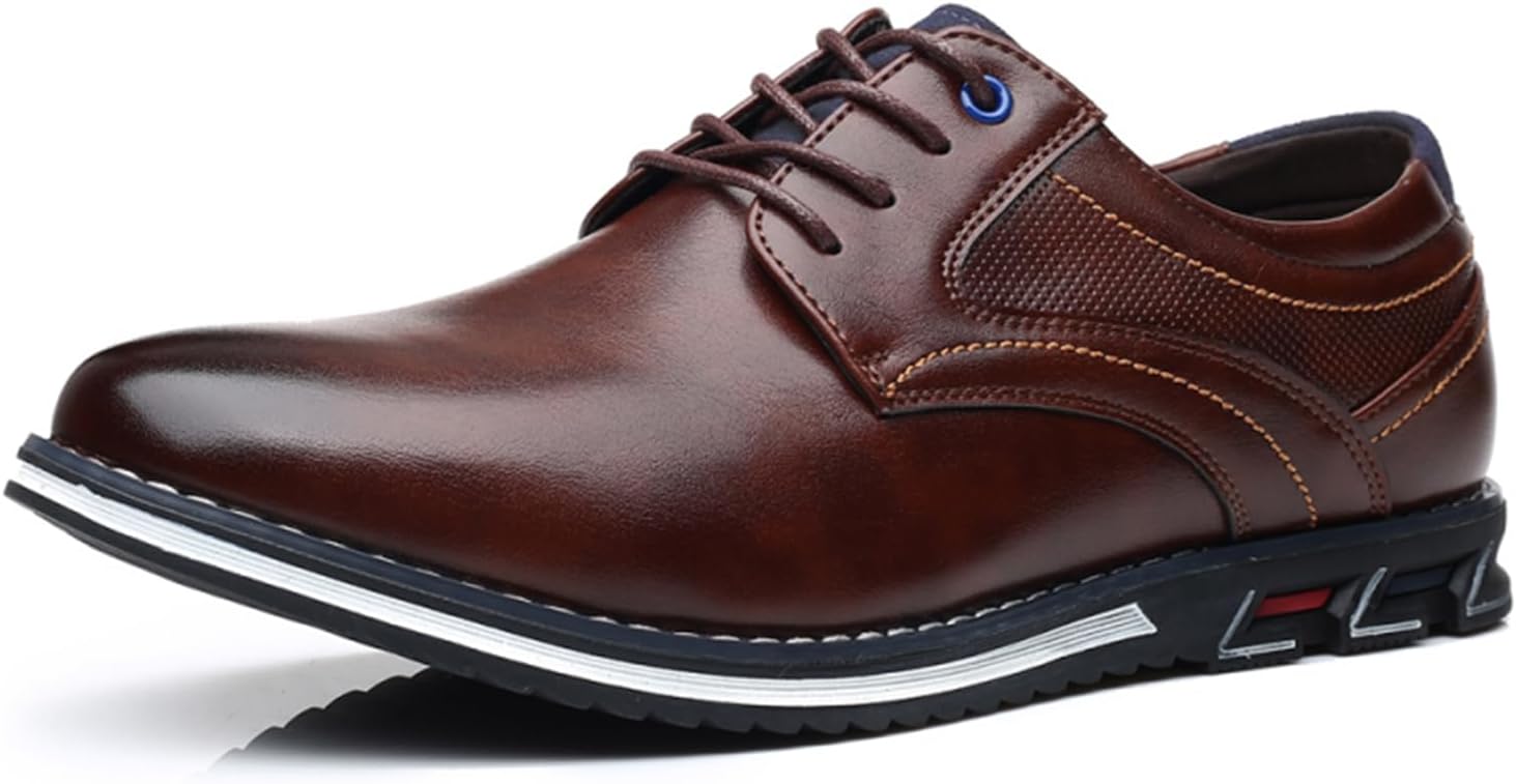 

Мужские туфли с острым носком на шнуровке, ортопедические оксфорды, прогулочные туфли, плоские кроссовки, офисные лоферы, обувь для вождения Nigxwns, коричневый