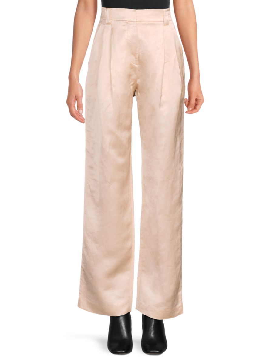 

Однотонные брюки из льняной смеси Mateo A.L.C., цвет Light Buff