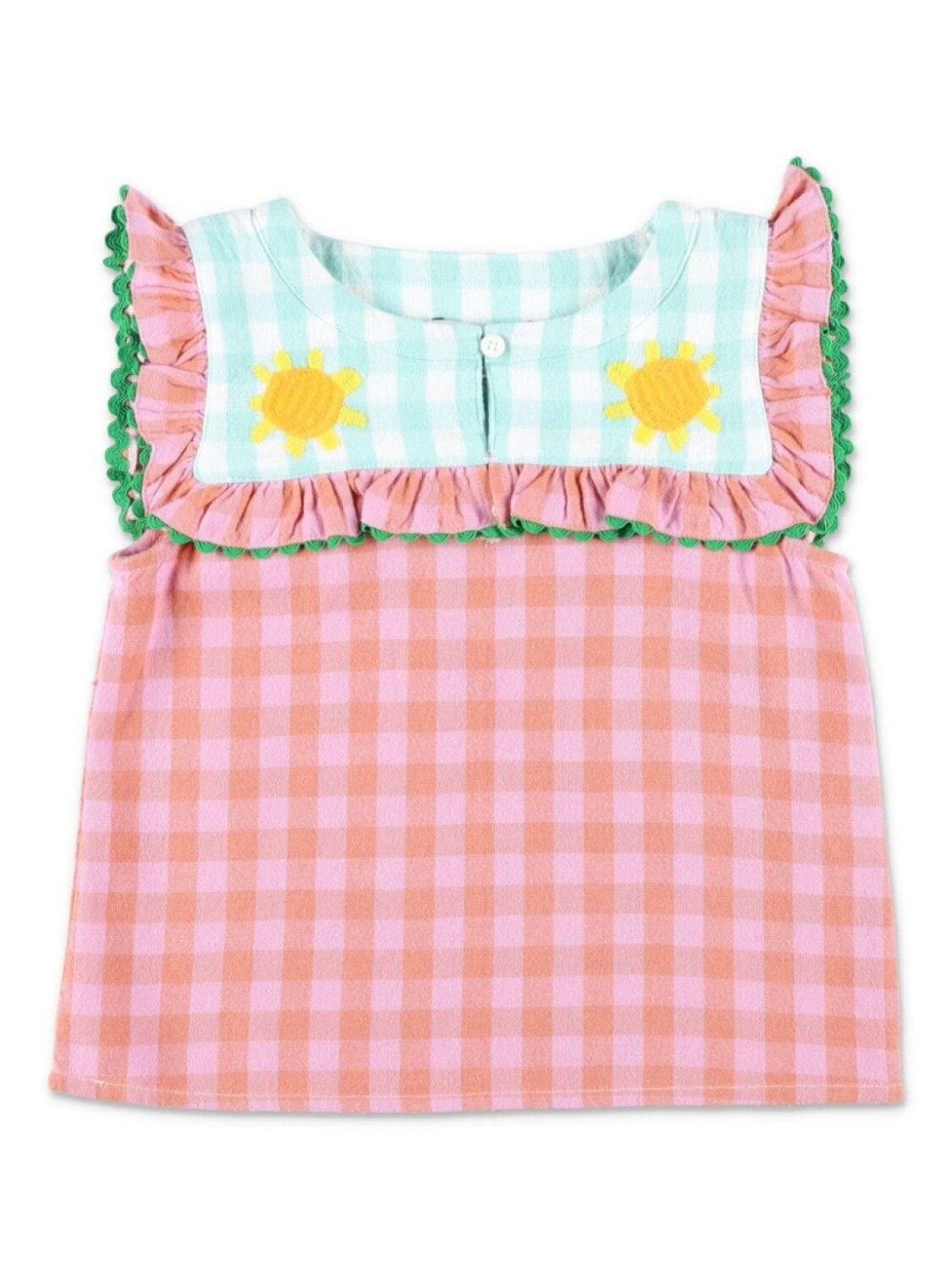 

Stella McCartney Kids клетчатый топ с оборками, розовый
