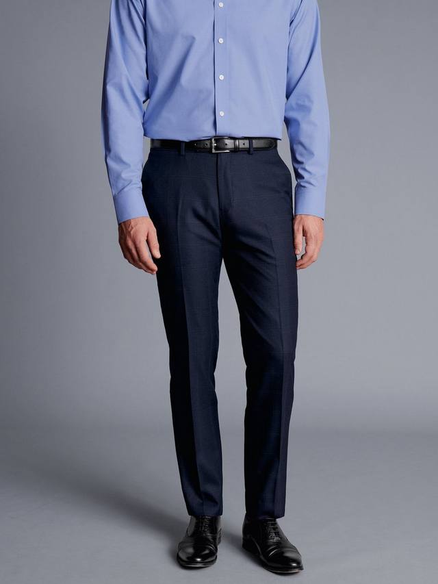 

Облегающие брюки в клетку от костюма Charles Tyrwhitt, темно-синий