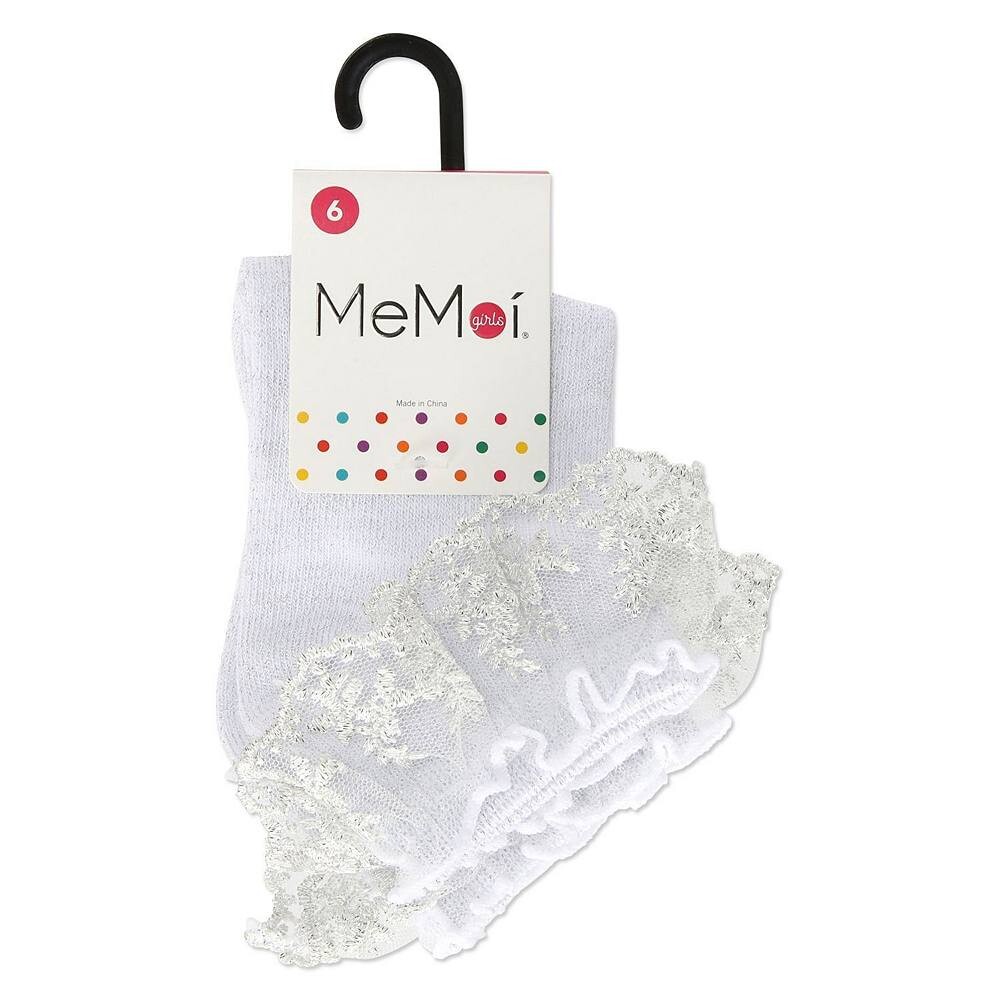 Носки в четверть с оборками для девочек Little Kids Step And Shimmer MeMoi, белый — фото 3