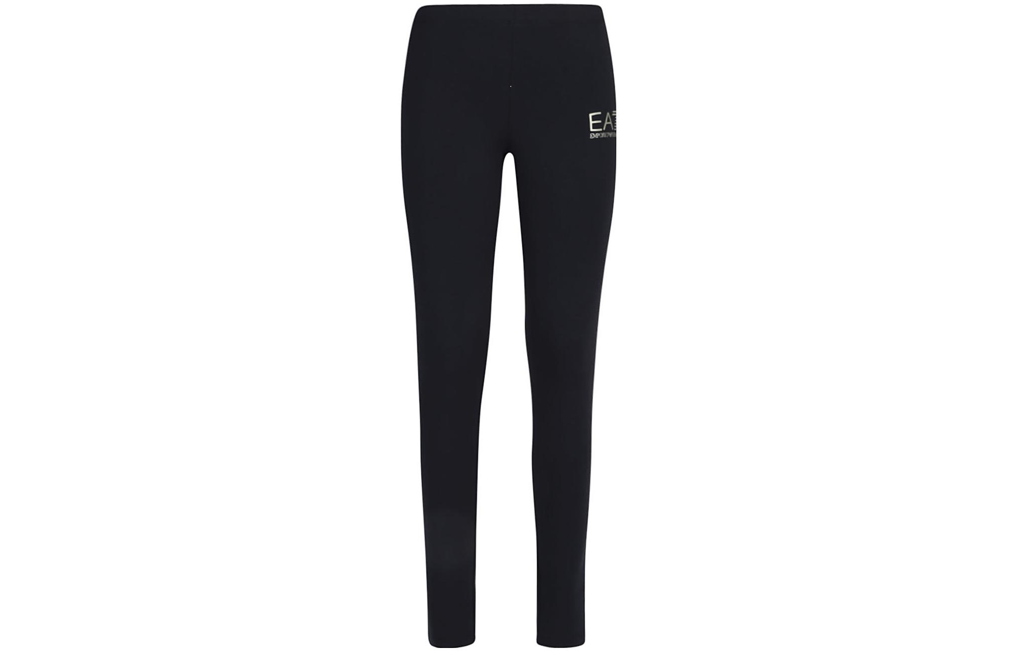 Леггинсы из стрейч-хлопка с принтом логотипа EMPORIO ARMANI, черный — фото 3