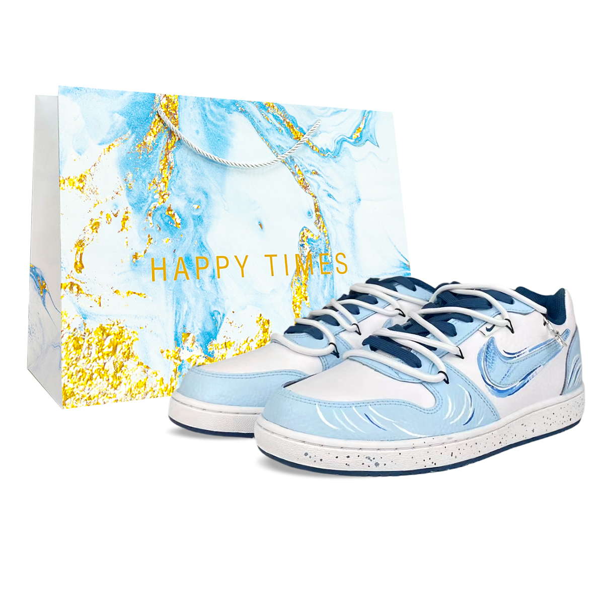 

Nike Ebernorn BNK Misty Island Tide устойчивые к истиранию низкие скейтбордские кроссовки мужские сине-белые, цвет Blue White