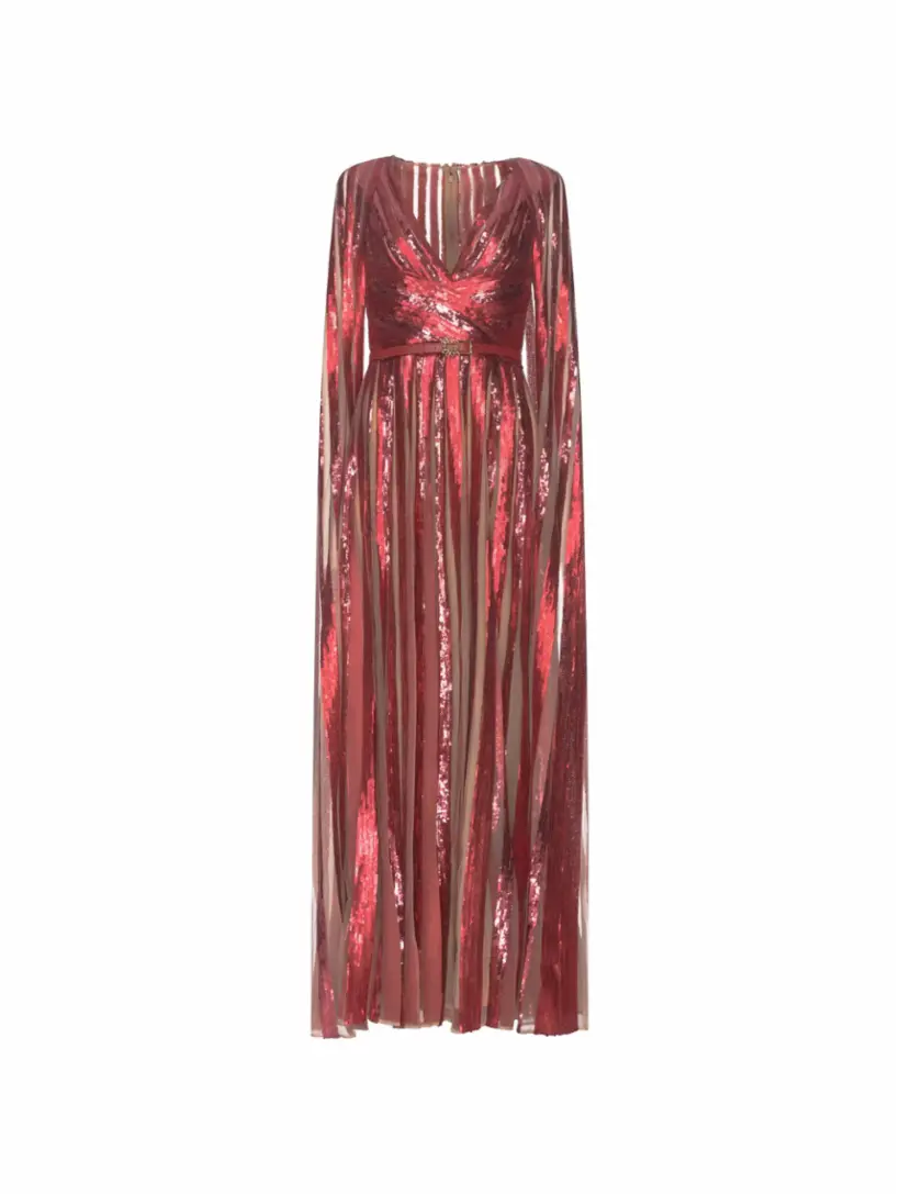 

Платье-накидка с пайетками Elie Saab, красный