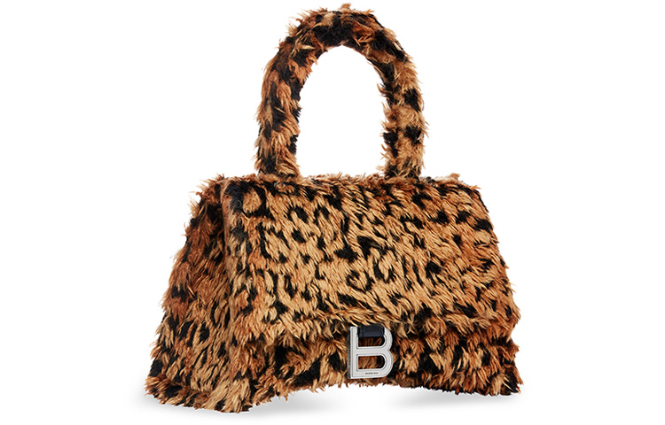 Hourglass Faux Fur Сумка Hourglass, Сумка Через Плечо, Кроссбоди, Маленькая Женская Сумка Браун Balenciaga — фото 2