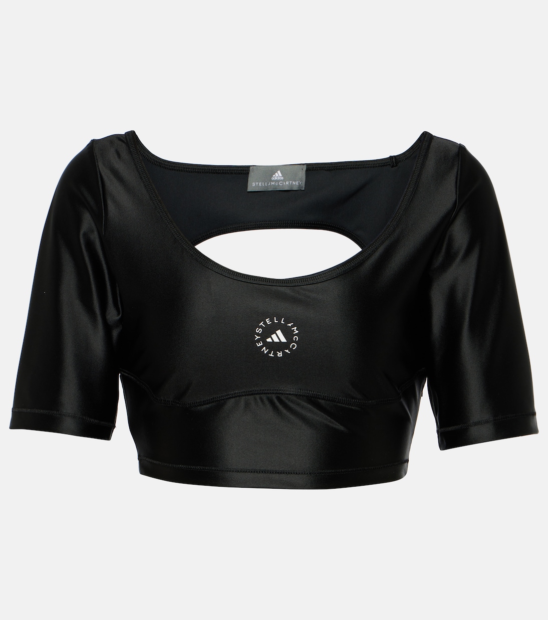 

Технический укороченный топ с логотипом Adidas by Stella McCartney, черный