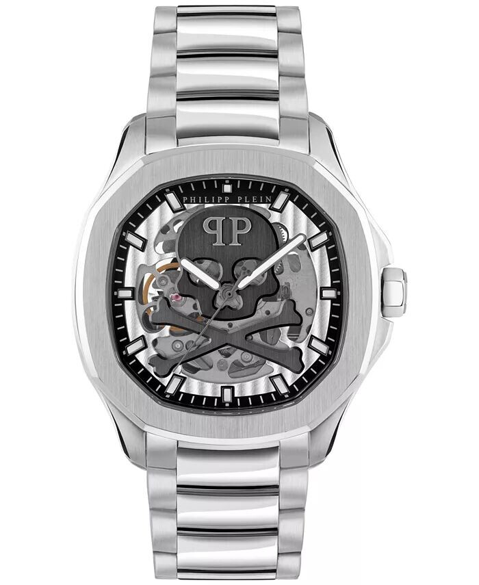 

Мужские автоматические часы Skeleton Spectre из нержавеющей стали с браслетом, 42 мм Philipp Plein, серебро