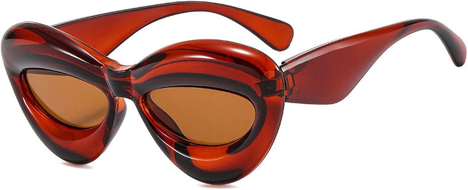 

Солнцезащитные очки COTIA в стиле ретро «Кошачий глаз», яркие цвета, модные для женщин, в стиле панк и хип-хоп, с овальными линзами, защита от УФ-излучения UV400, уникальные солнцезащитные очки для мужчин, Tea