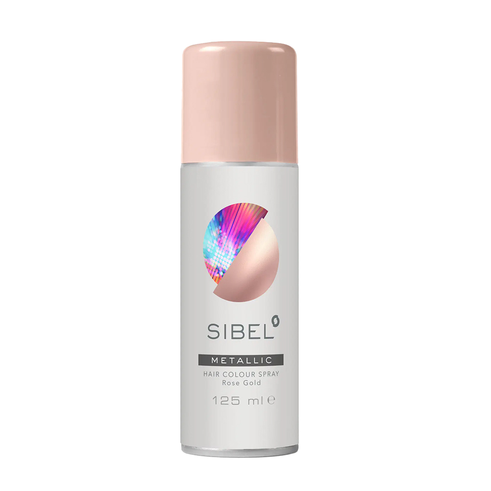 

Лак для волос розово-золотистого цвета hair colour spray metal rose/gold Sibel, 125 мл