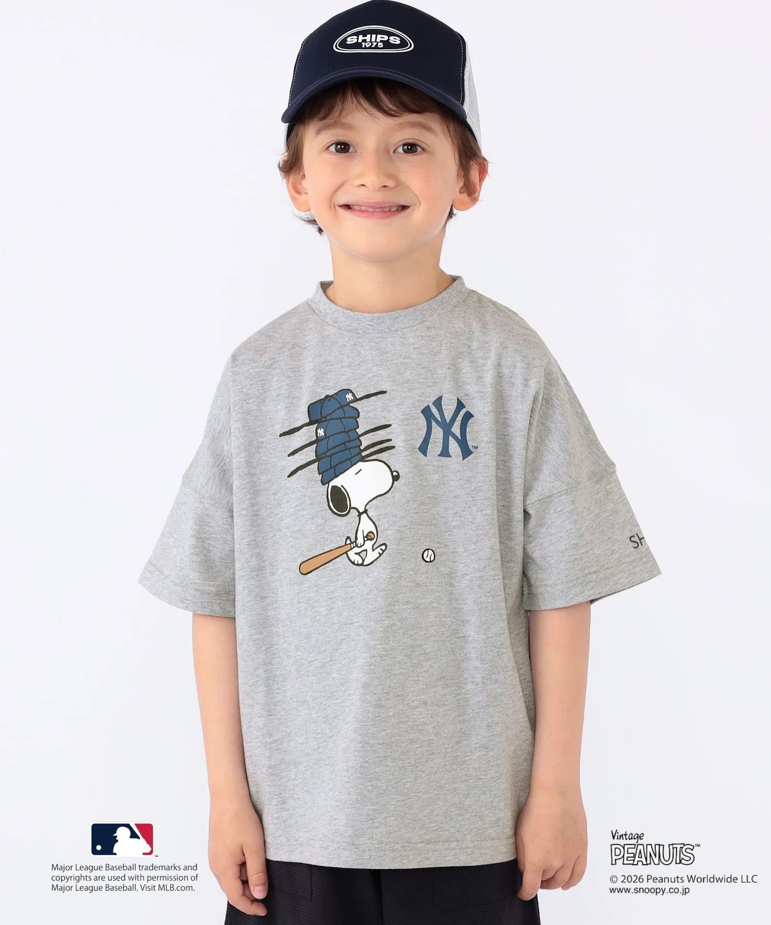 Детская футболка SHIPS KIDS PEANUTS×MLB с принтом