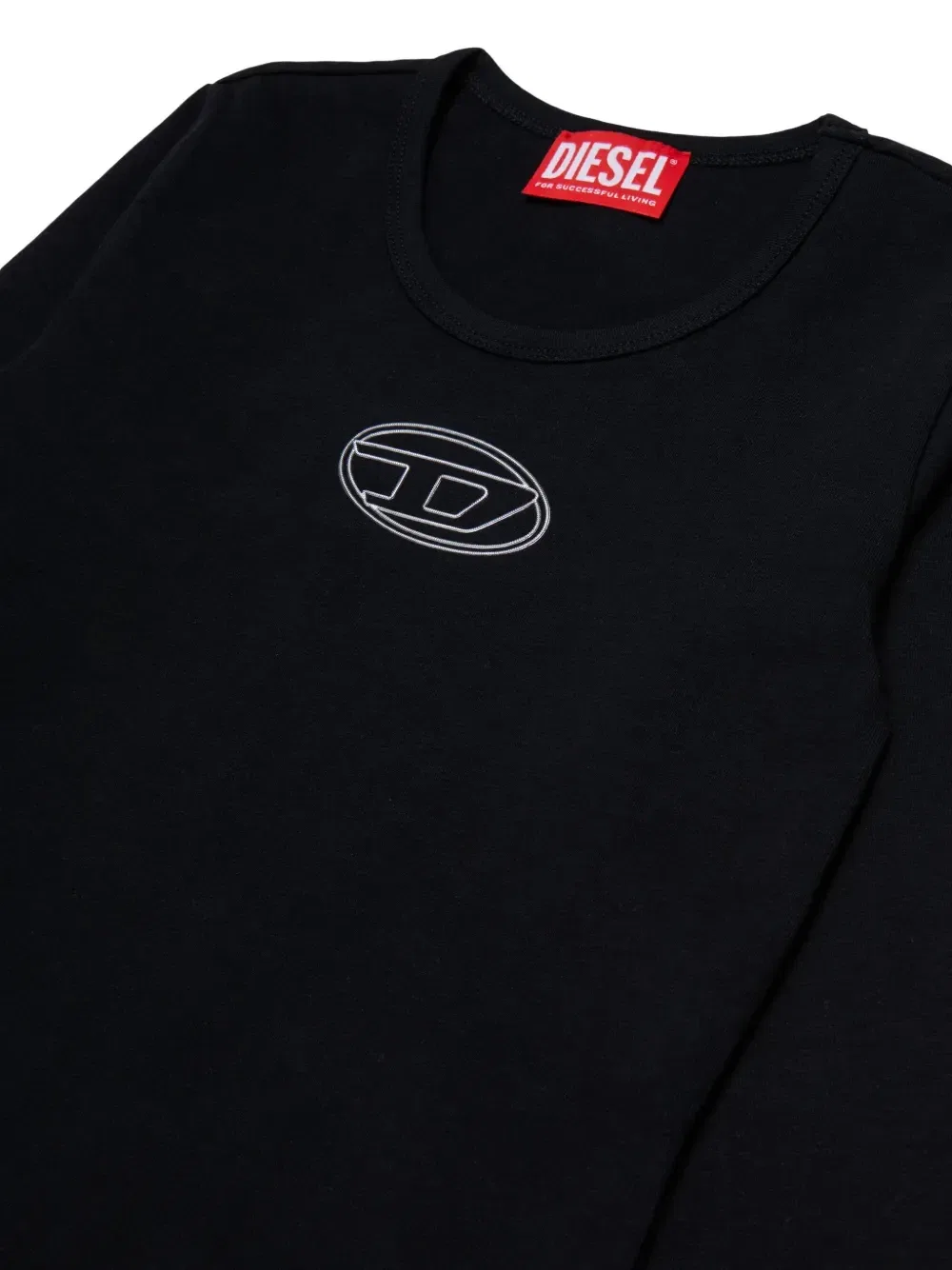 Боди с длинными рукавами и вышитым логотипом Diesel Kids, черный — фото 3