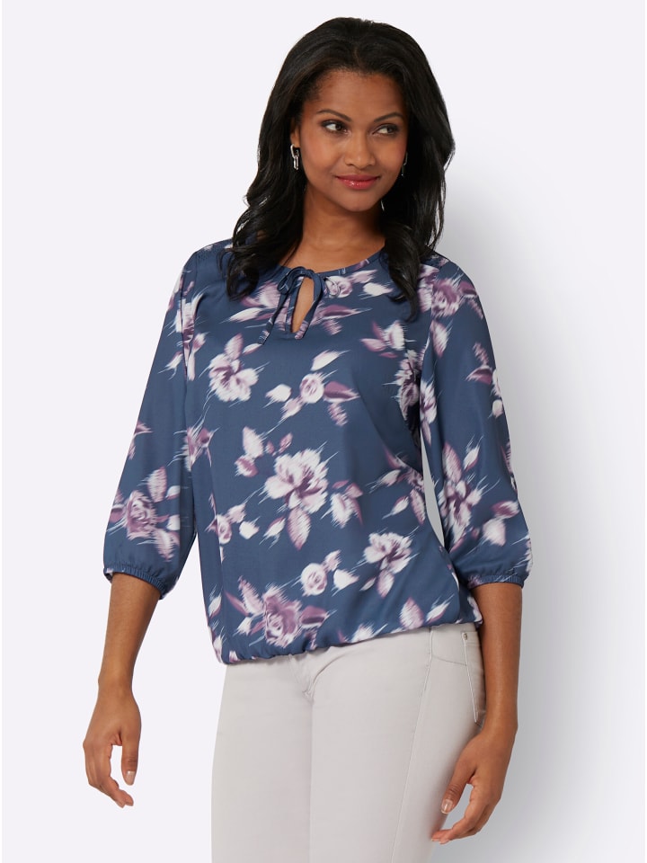 

Блузка с принтом в темно-синем цвете и розовом цвете WITT WEIDEN
