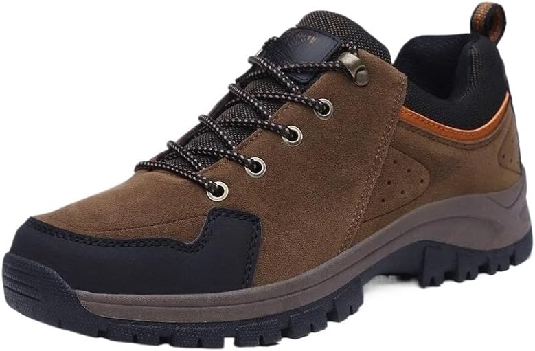 

Мужские походные кроссовки, треккинговые низкие водонепроницаемые кожаные кроссовки для прогулок на открытом воздухе Hhhchpm, коричневый