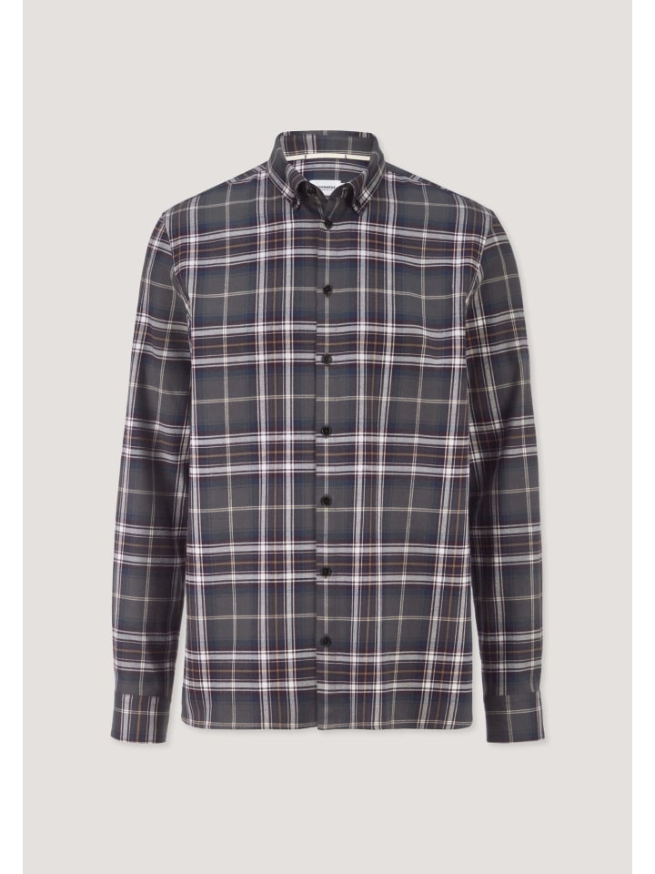 

Рубашка из фланели в клетку антрацитового цвета Hessnatur