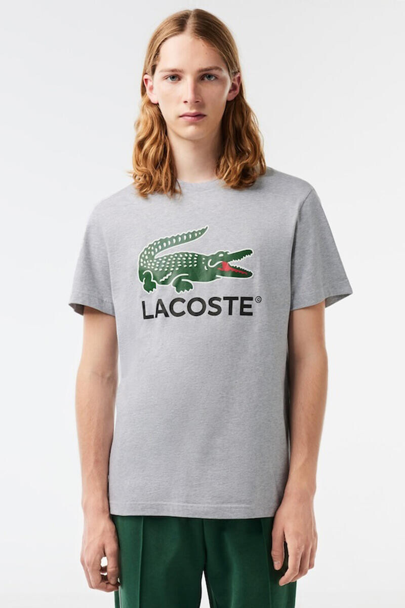

Мужская футболка из хлопкового джерси с фирменным принтом Lacoste, серый