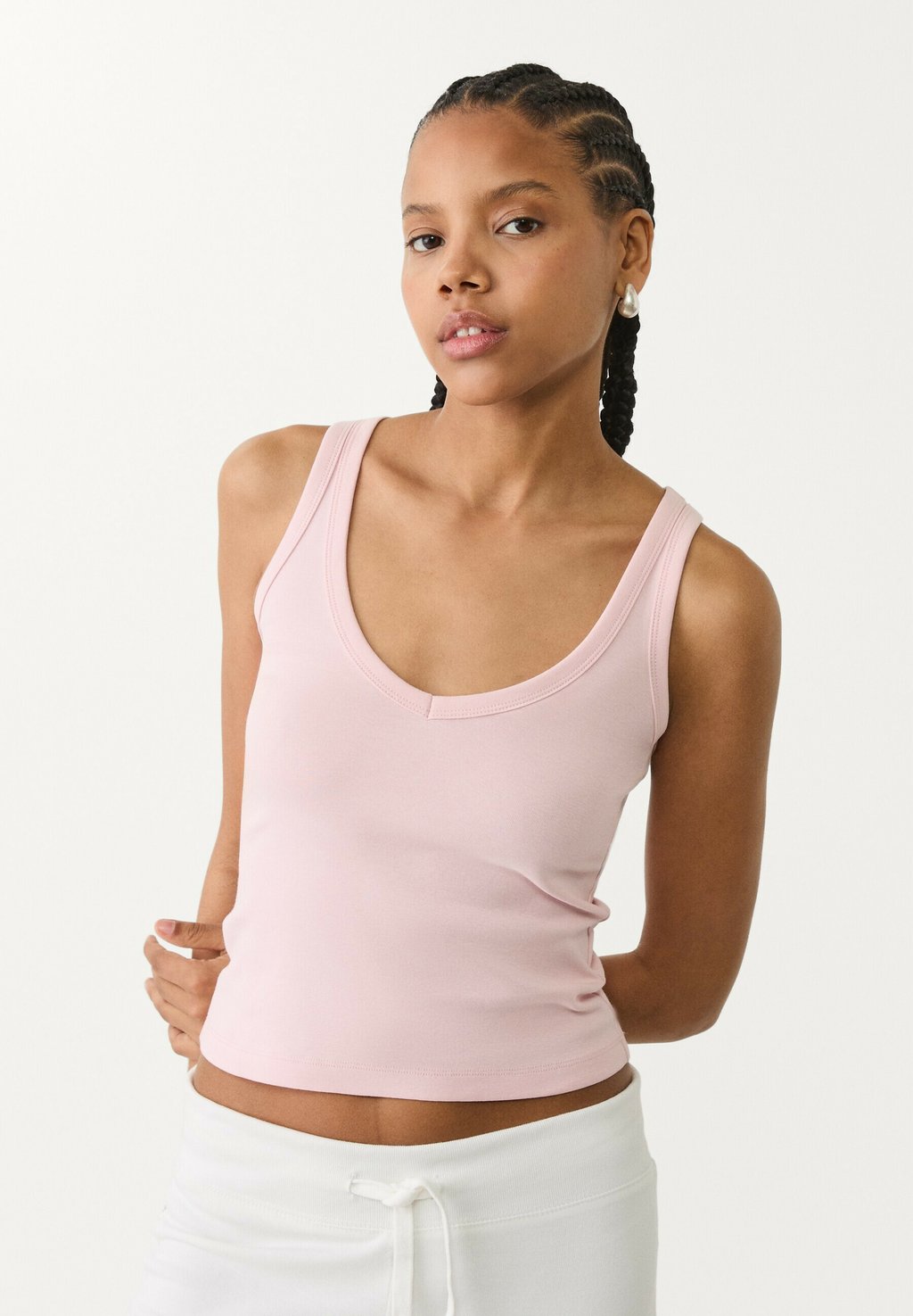 

Топ RACERBACK V-NECK Stradivarius, светло-розовый