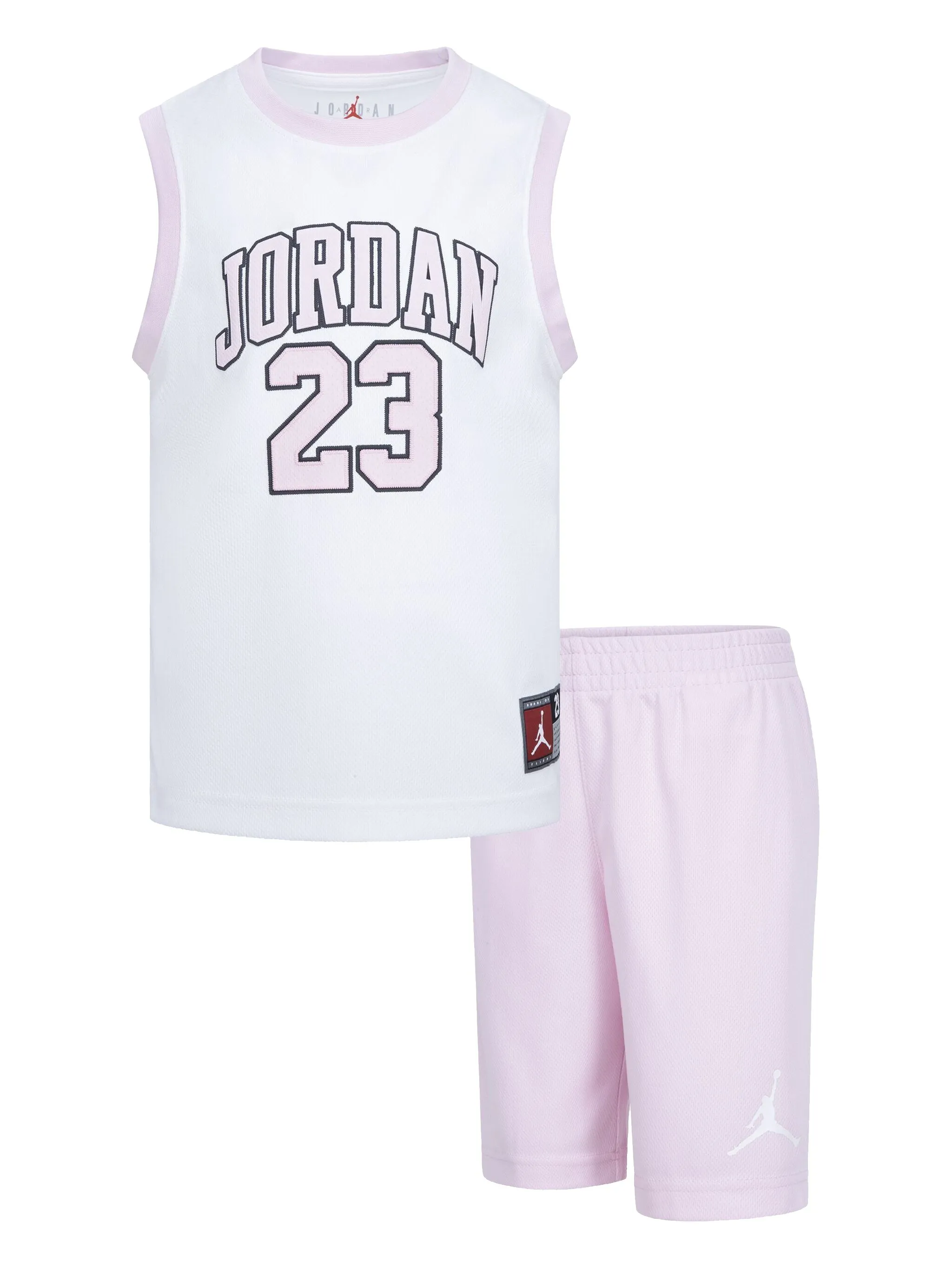 

Комплект из топа, шортов и шапки с принтом Jordan Kids, розовый