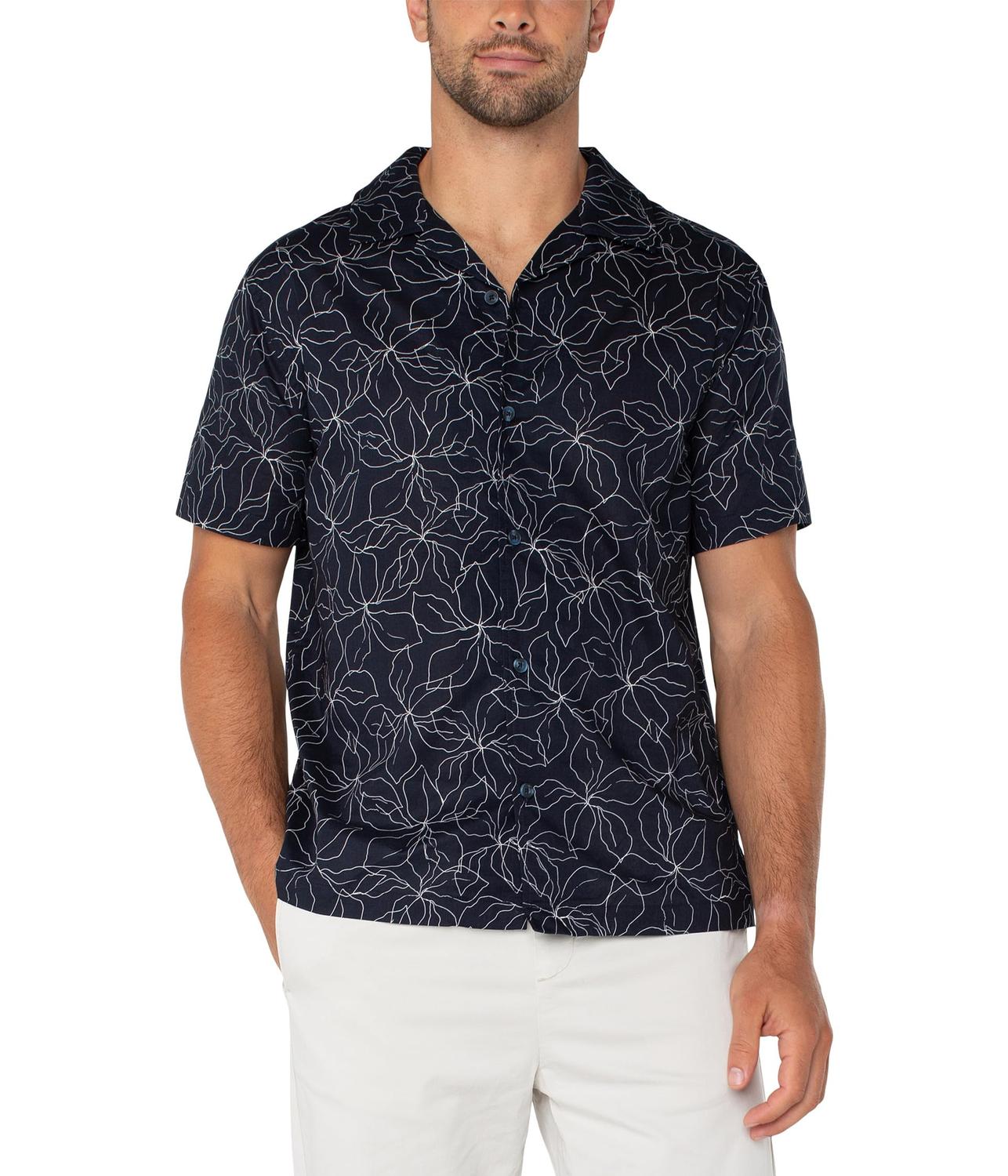 

Рубашка Liverpool Los Angeles Short Sleeve Button Up Camp Shirt, Navy/White