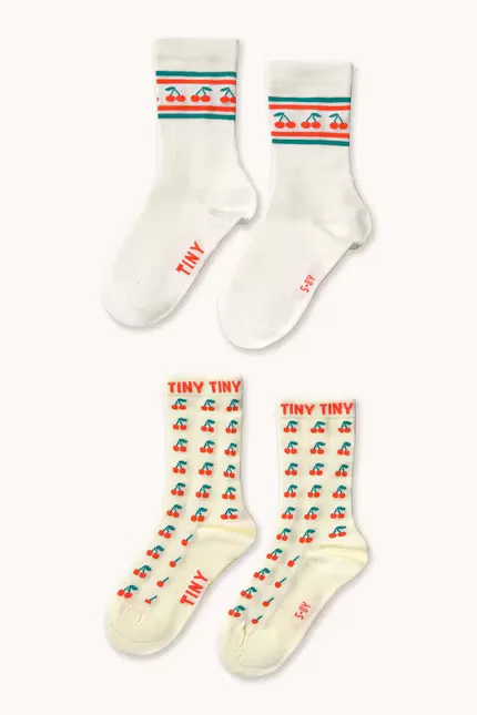 Носки детские с вишнями Cherry Medium Socks 2 шт Tinycottons, желтый