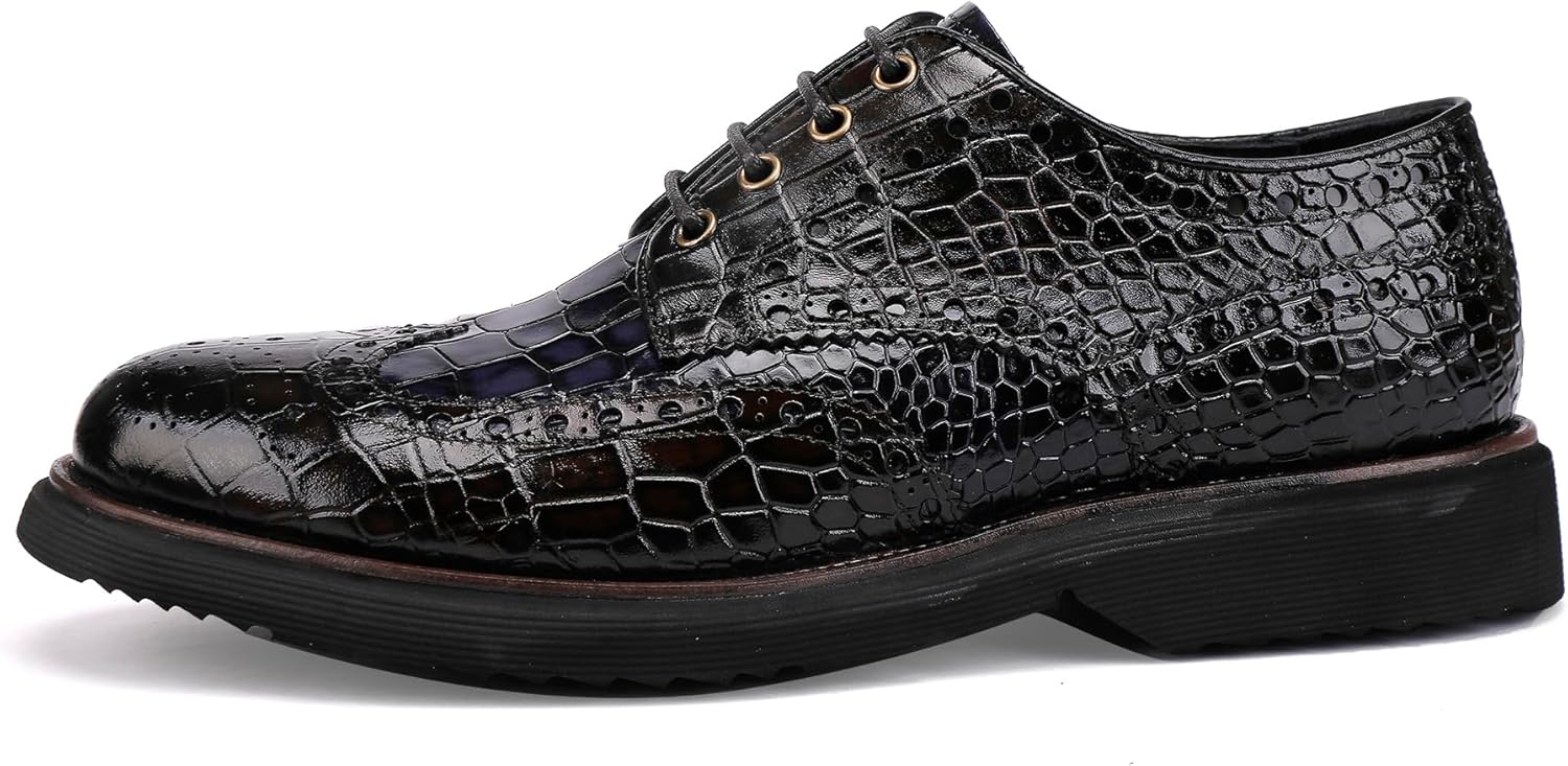 

Мужские пенни-лоаферы, кожаные оксфорды деловые броги, узор под крокодила Chrislook, синий