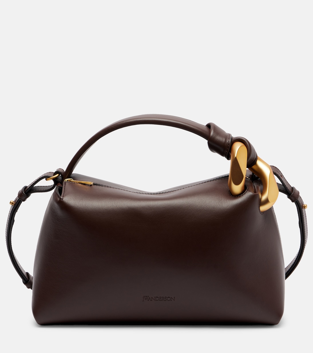 

JWA Угловая кожаная сумка-тоут JW Anderson, Deep Walnut