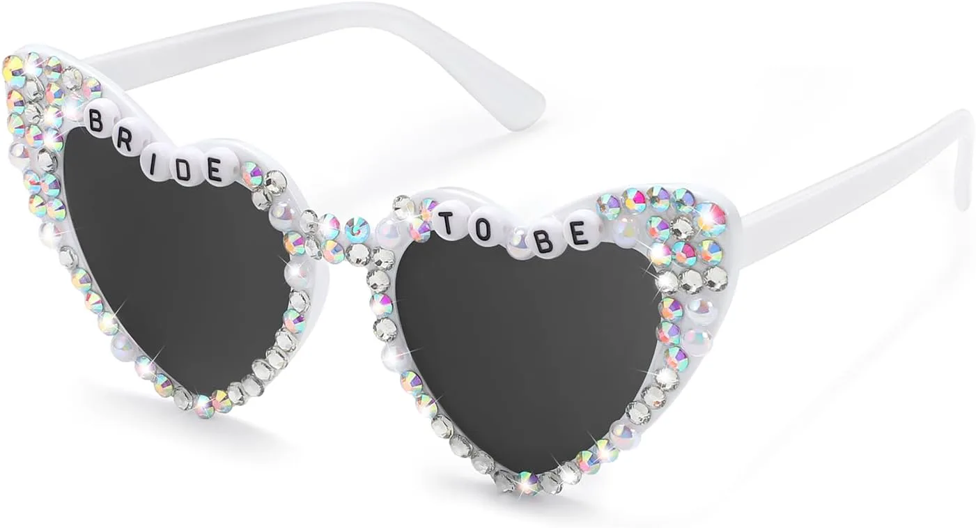 

Солнцезащитные очки Etercycle для девичника, очки в форме сердца в подарок невесте, белые очки со стразами в качестве сувениров для девичника, White Diamonds