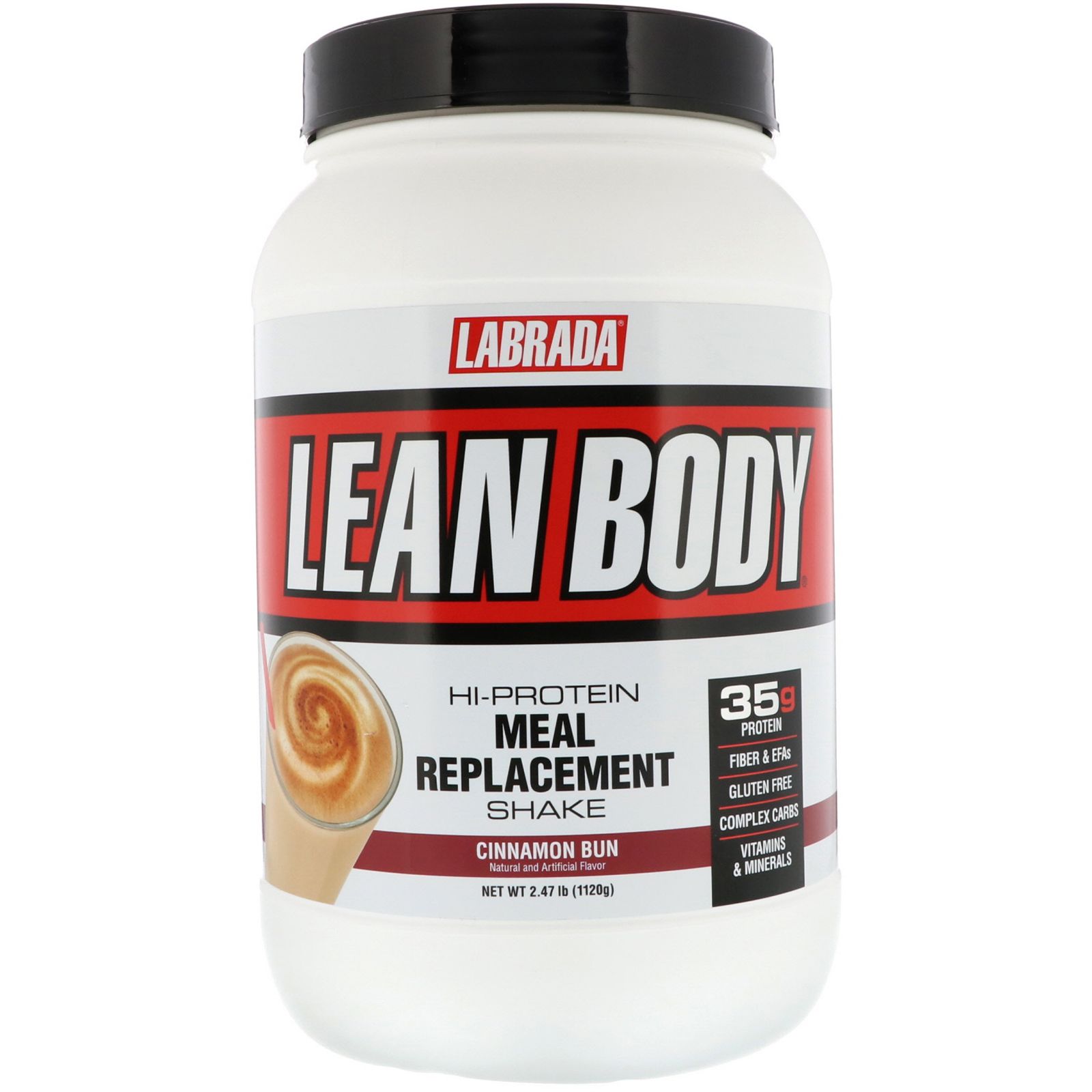 

Labrada Nutrition Коктейль с высоким содержанием белка Lean Body заменитель пищи вкус булочки с корицей 2,47 ф. (1120 г)