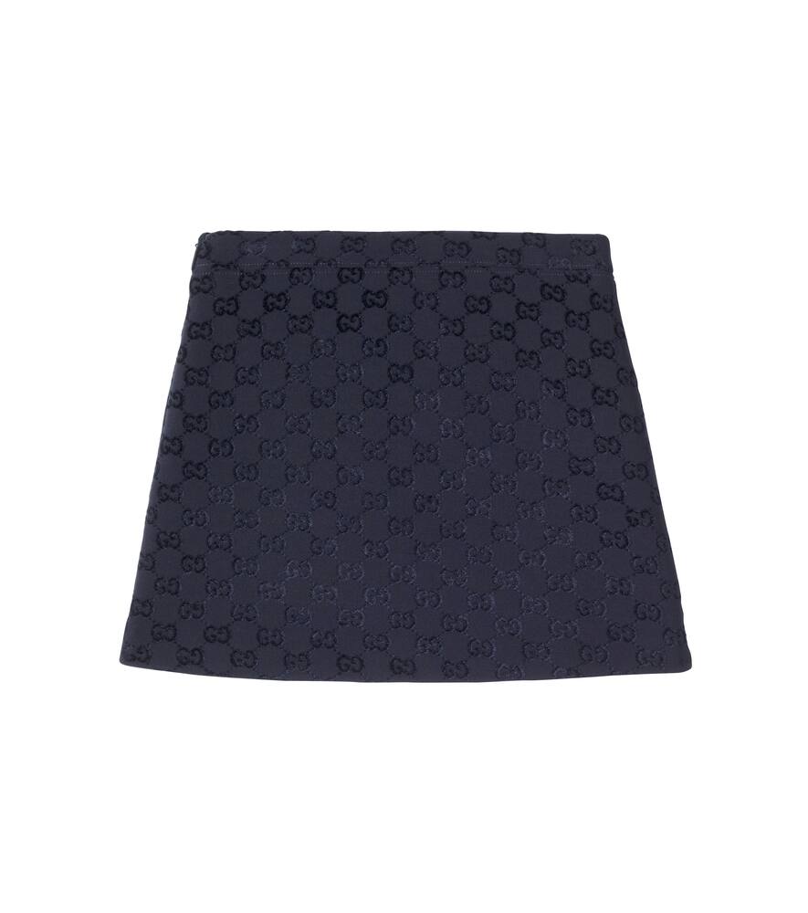 Юбка с отделкой из искусственной кожи GG Gucci Kids, Navy/Mix — фото 4