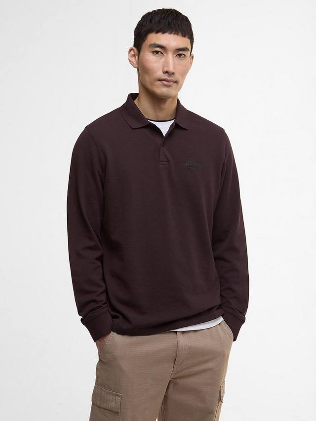 

Хлопковая поло с длинными рукавами классического кроя Barbour, Java Red