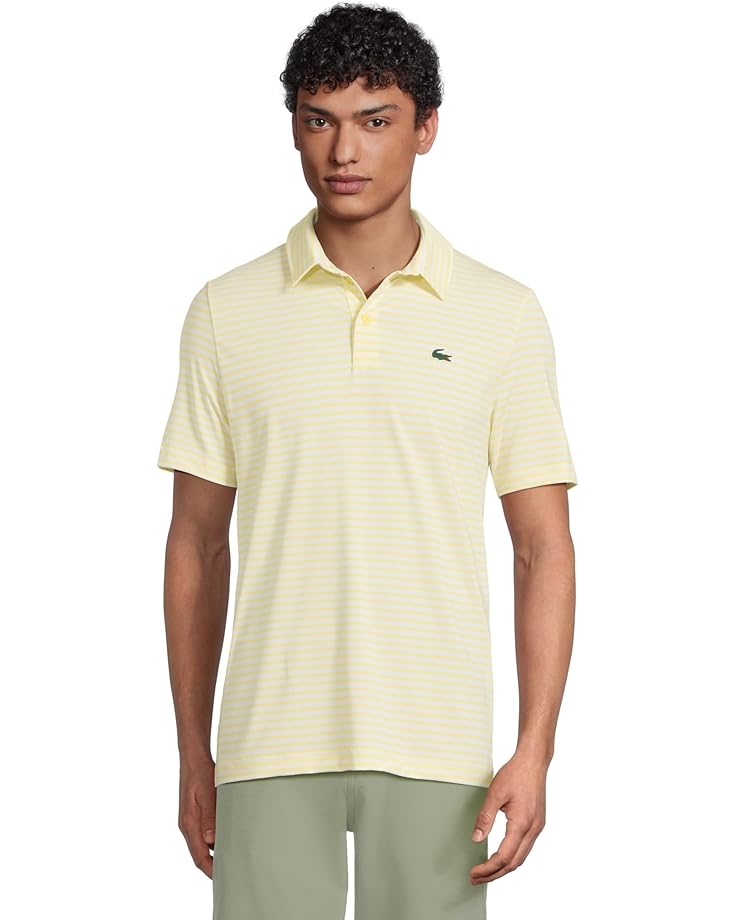 

Поло Lacoste Ultra Dry Anti-uv Striped Golf Polo Shirt, цвет White/Yellow
