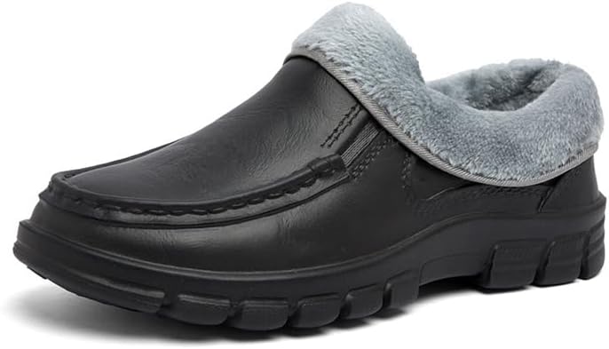 

Водонепроницаемые садовые сабо MGGMOKAY для мужчин, противоскользящие туфли для повара, легкие обувь без шнурков с меховой подкладкой, теплые домашние тапочки для мужчин, черный