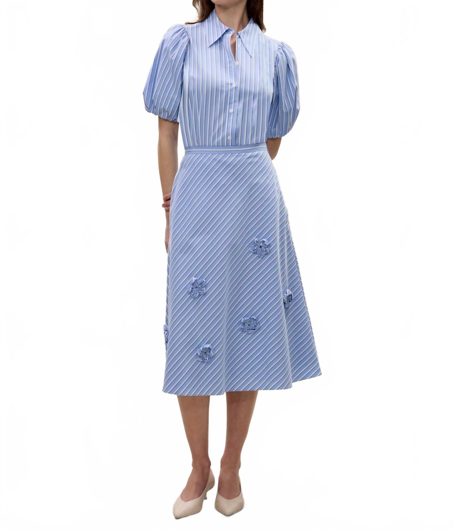 

Rebecca Taylor Юбка Priya Poplin в синюю полоску