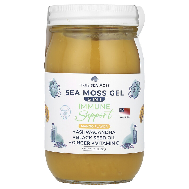 

True Sea Moss, Гель с морским мохом 5 в 1, манго, 453 г (16 жидк. унц.)